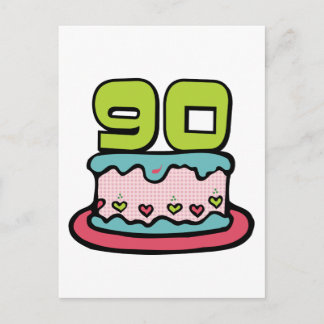 90 Year Old Birthday Cake Postcard