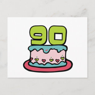 90 Year Old Birthday Cake Postcard