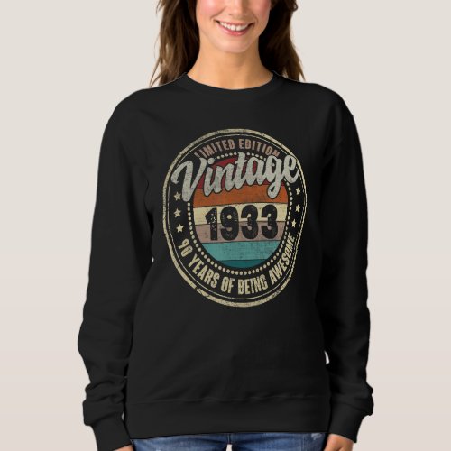 90 Year Old Gifts Made in 1933 Vintage 90th Birthd Sweatshirt