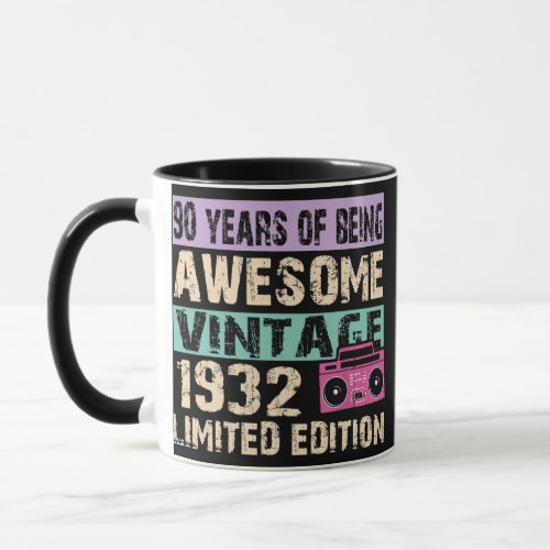 90 Year Old Gifts Vintage 1932 Limited Edition Mug