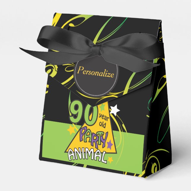 90 Year Old Party Animal | 90th Birthday Favor Boxes (Front Side)