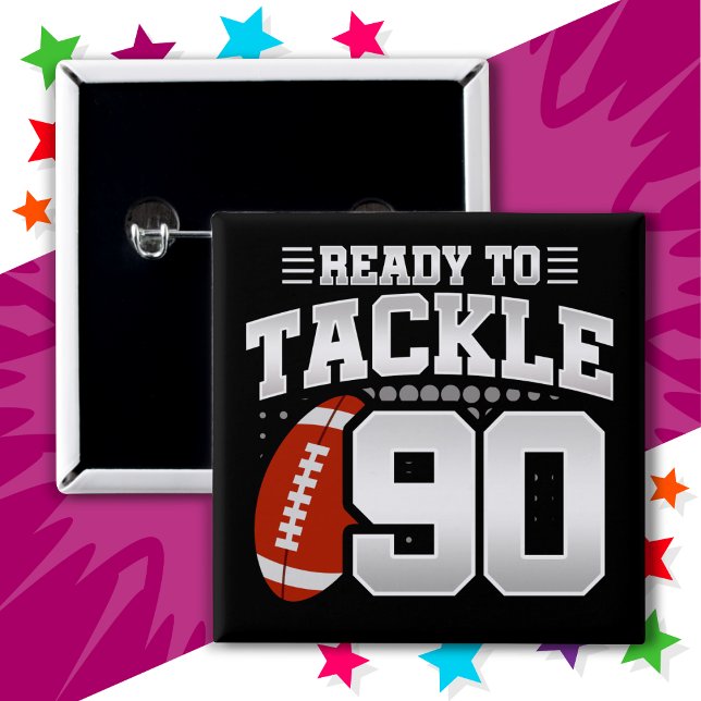 90 Year Old Tackle Football Party 90th Birthday Button (Creator Uploaded)