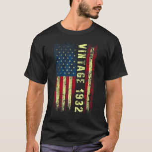 90 Year Old Vintage 1932 American Flag 90th Birth T-Shirt