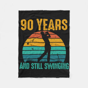 90 Years And Still Swinging Funny Golf 90th Birthd Fleece Blanket