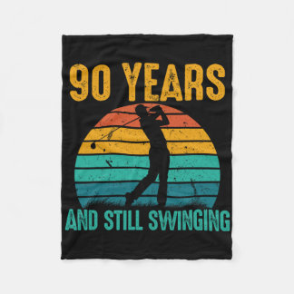 90 Years And Still Swinging Funny Golf 90th Birthd Fleece Blanket
