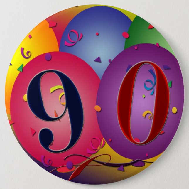 90 years!  Birthday balloon button - Customized (Front)