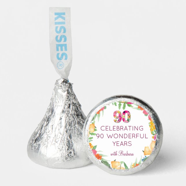 90 Years Flowers Floral 90th Birthday Hershey®'s Kisses® (Front)