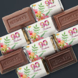 90 Years Flowers Floral 90th Birthday Linen  Hershey's Miniatures<br><div class="desc">90 Years Flowers Floral 90th Birthday Linen Hershey's Miniatures.
Celebrate a special milestone with these delightful 90th birthday chocolate candy favors. Featuring a vibrant floral design with "90" and a customizable name,  these sweet treats are perfect for adding a personal touch to your celebration.
Enjoy!</div>