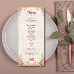 90 Years Flowers Floral 90th Birthday Linen Menu<br><div class="desc">Elegant floral 90th birthday linen menu featuring soft pink and peach flowers,  a warm textured background,  and a graceful milestone layout. A beautiful menu card for a ninetieth birthday celebration,  perfect for buffet tables,  place settings,  and coordinated floral party decor. Enjoy!</div>