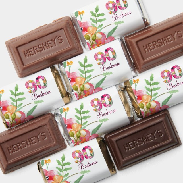 90 Years Flowers Floral Butterfly 90th Birthday Hershey's Miniatures (Assorted)
