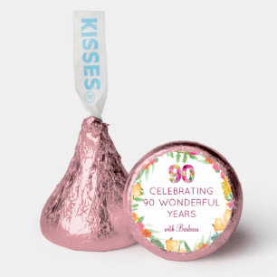 90 Years Flowers Floral - Pink 90th Birthday Hershey®'s Kisses®