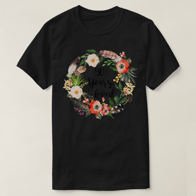 90 Years Loved, 90th Birthday Gifts For Women, Gra T-Shirt (Design Front)