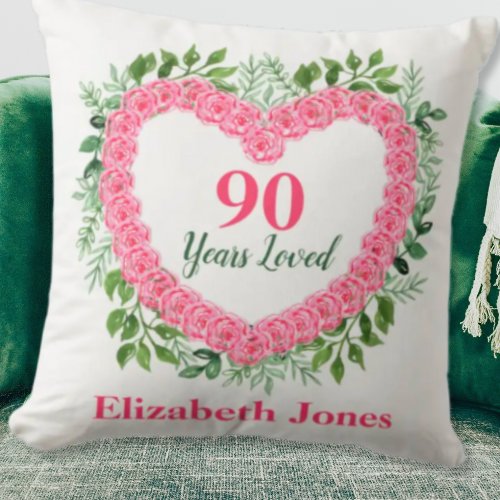 90 Years Loved 90th Birthday Pillow