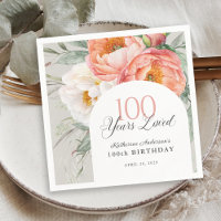90 Years Loved Feminine Floral 100th Birthday