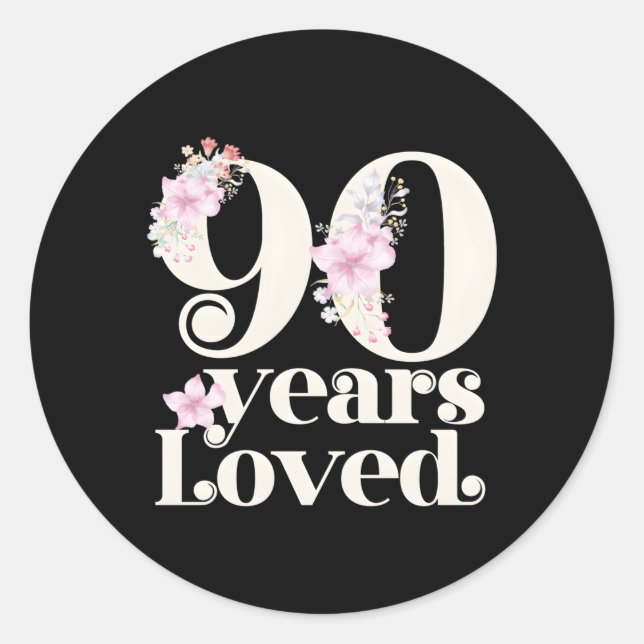 90 Years Loved Grandma 90Th Py 90 Classic Round Sticker (Front)