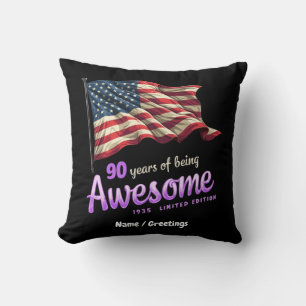 90 Years of Being Awesome 1935 Vintage Edition Throw Pillow