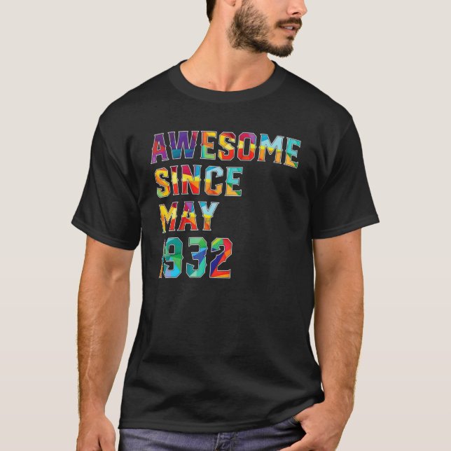 90 Years Old Awesome Since May 1932 90th Birthday T-Shirt (Front)