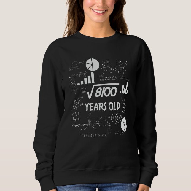 90 Years Old Bday Math Teacher 90th Birthday Gift Sweatshirt (Front)