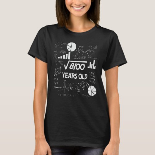 90 Years Old Bday Math Teacher 90th Birthday Gift T_Shirt