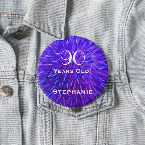 90 Years Old Personalized Purple Abstract Button