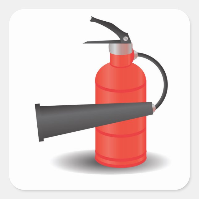 90Fire Extinguisher_rasterized Square Sticker (Front)