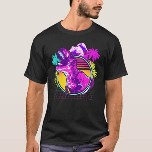 90s 80s Retro Dinosaur Vaporwave Aesthetic T_Shirt