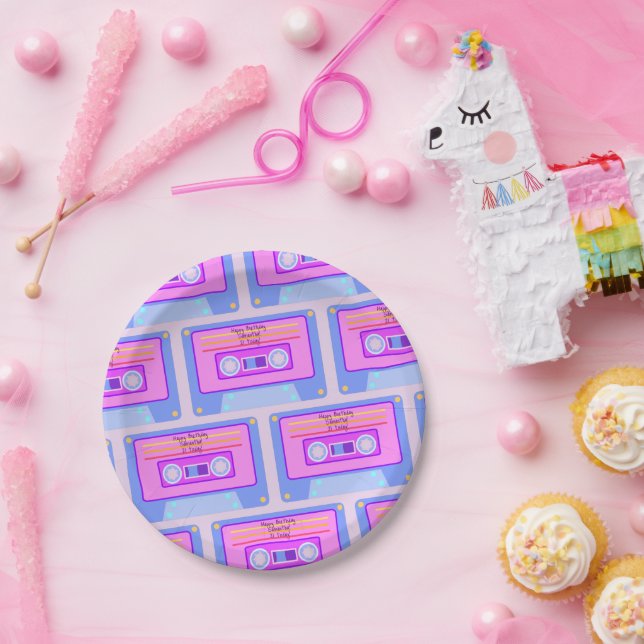 90s 80s Vaporwave Aesthetic 21st Birthday Paper Plates (Party)