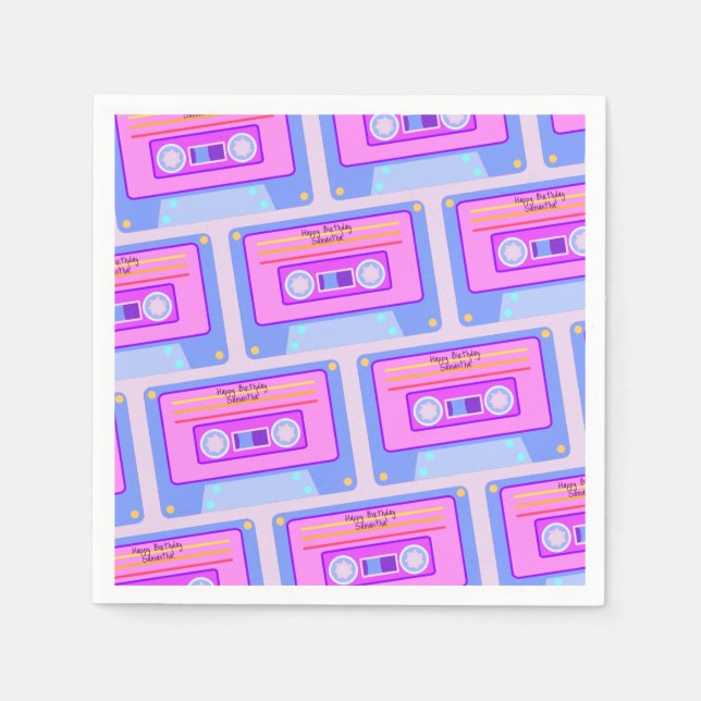 90s 80s Vaporwave Aesthetic Happy Birthday Napkins (Front)