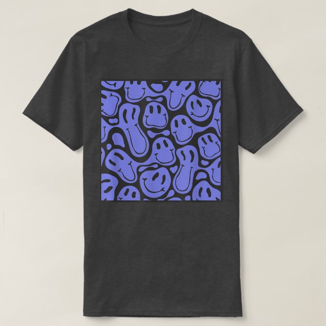 90s aesthetic pattern melting blue liquid swirl sm T-Shirt (Design Front)