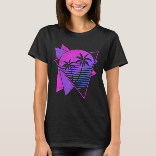 90s Aesthetic Retro 80s Art Tropical Sunset Palms  T_Shirt