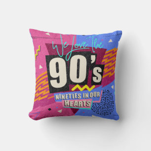 90s and 80s poster. We Love The 90's. Retro style Throw Pillow