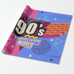 90s and 80s poster. We Love The 90's. Retro style Wrapping Paper