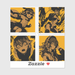 90s Anime Girls in Yellow Aesthetic Sticker