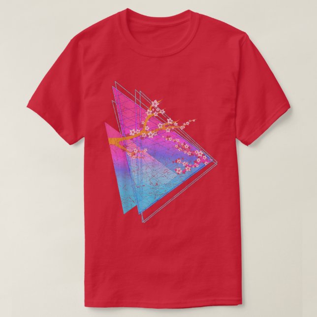 90s Art Sakura Flower Blossom Japan Vaporwave Cher T-Shirt (Design Front)