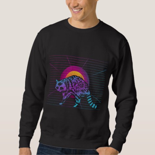 90s Art Synthwave Raccoon Lover Trash Panda Animal Sweatshirt
