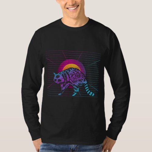 90s Art Synthwave Raccoon Lover Trash Panda Animal T_Shirt