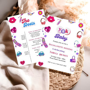 90's baby Bachelorette party & weekend itinerary Invitation