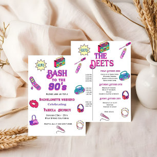 90's baby Bachelorette party & weekend itinerary Invitation