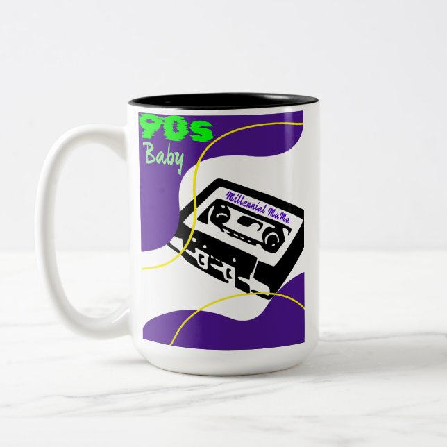 90s Baby Millennial MaMa Two-Tone Coffee Mug (Left)
