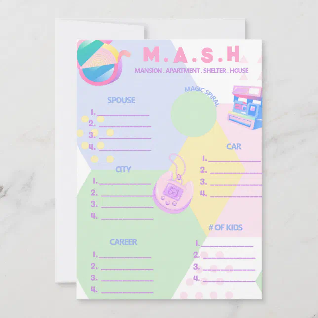 90's Bachelorette Party MASH Template | Zazzle