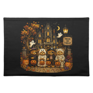 90s Bears Halloween Trick or Treat Vintage Cloth Placemat