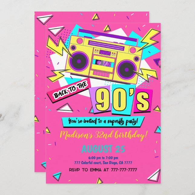 90s Birthday Invitation (Front/Back)