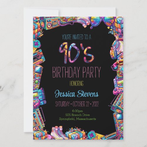 90s Birthday Invitation