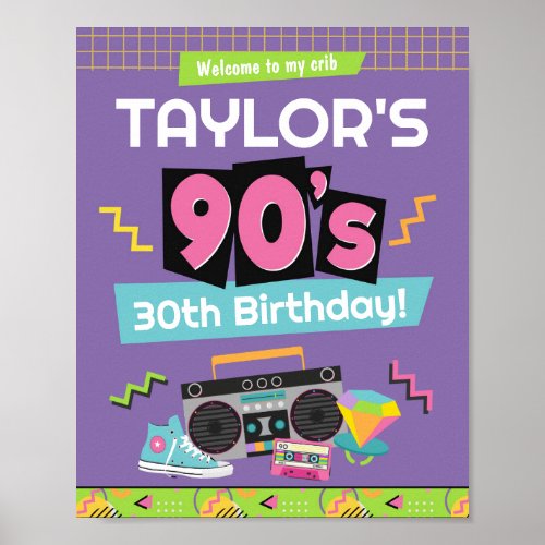 90s Birthday Party Welcome Sign