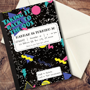 90s Birthday, Retro Composite Notebook Invitation