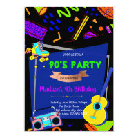 90's birthday theme party invitation