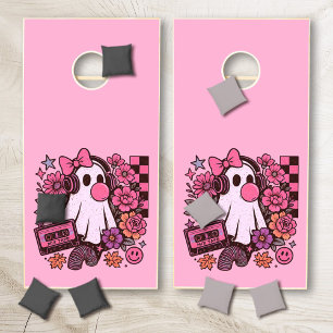 90s Bubblegum Aesthetic Retro Ghost Girl Halloween Cornhole Set