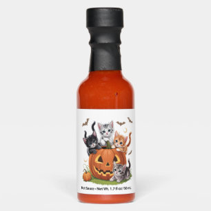90s Cat Pumpkin Halloween Floral Spooky Season Hot Sauces