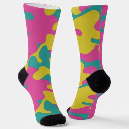 90s Chic Pink  Teal Camo Socks