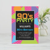 90's Colorful Birthday Invitation (Standing Front)